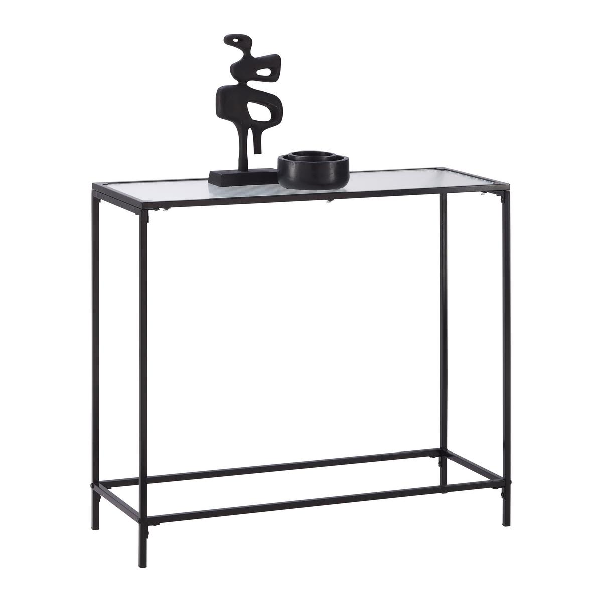 Masă tip consolă SHINE - negru/transparent, Modern, sticlă/metal (80/70/30cm) - Modern Living