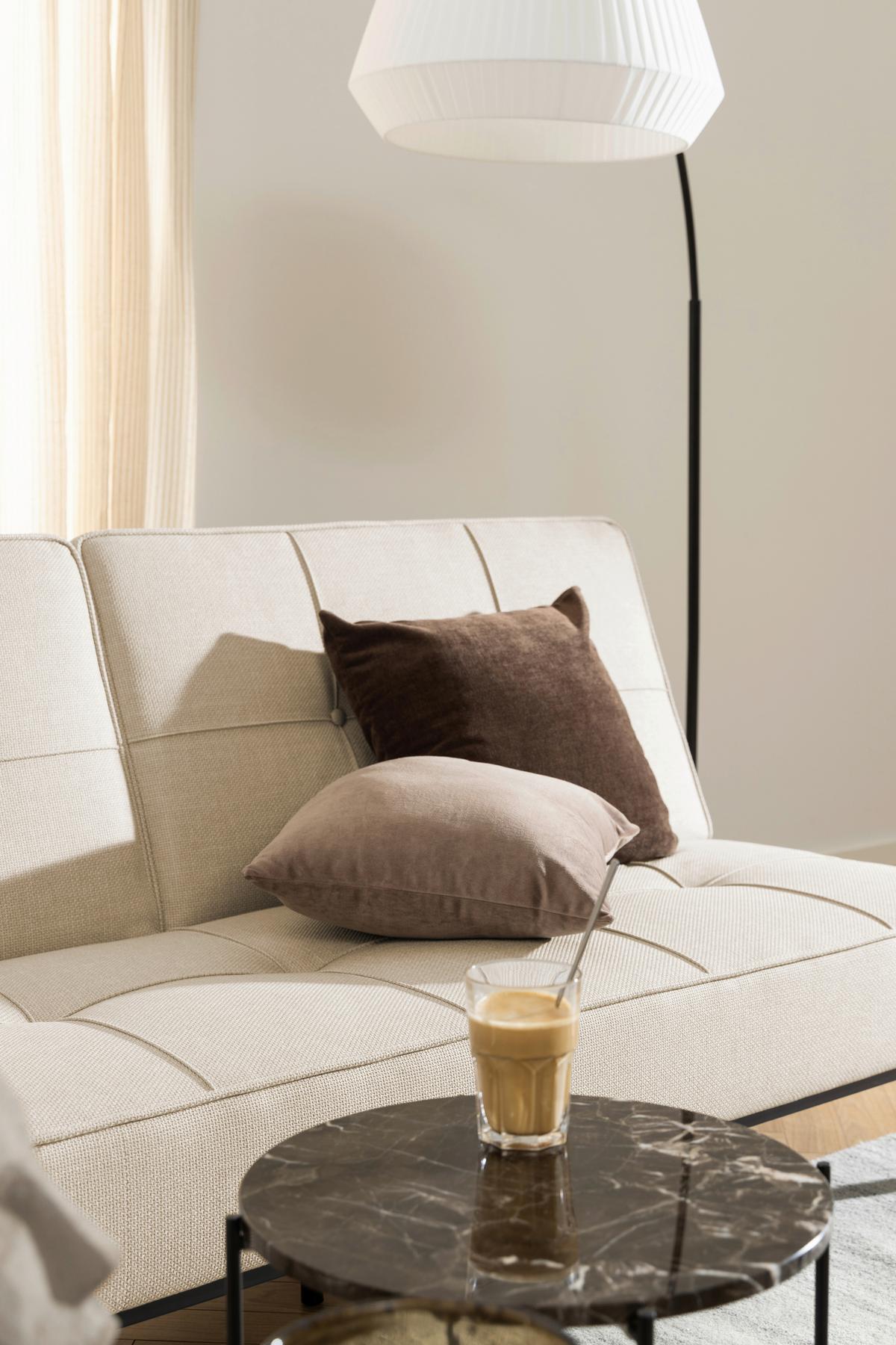 STOLIK BOCZNY AVILA - czarny/ciemnobrązowy, Trend, kamień/metal (42/42/45cm)