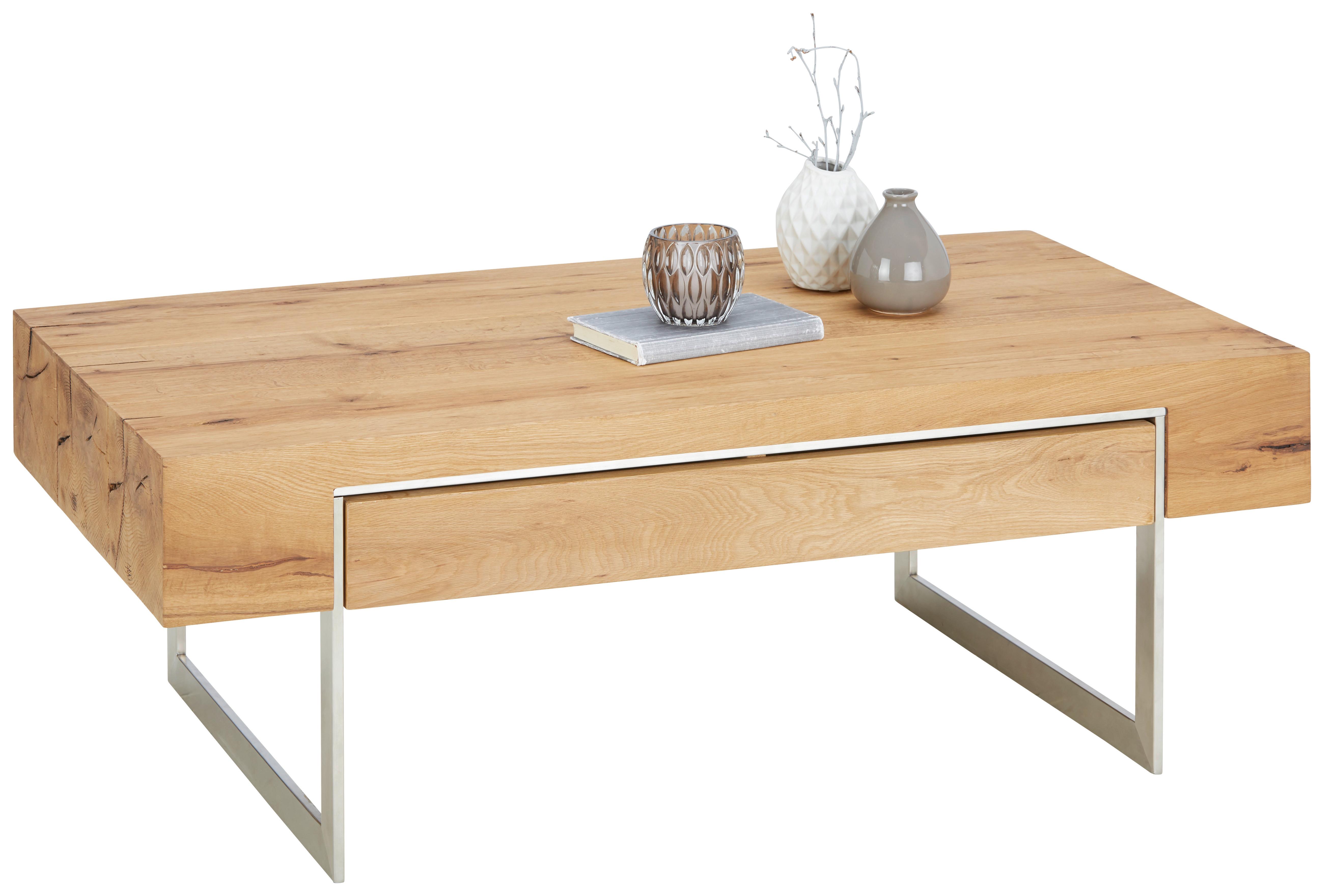 Masuta de cafea BIRMINGHAM - culoare inox/culoare lemn stejar, Konventionell, lemn/metal (110/60/40cm) - Zandiara