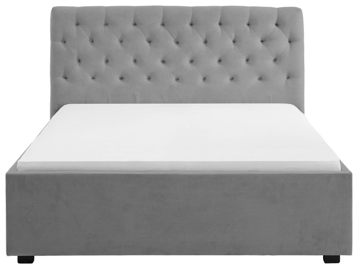 Oblazinjena Postelja Miami, Svetlo Siva, 140x200 - črna/svetlo siva, Basics, tekstil (156/120/212cm) - Modern Living