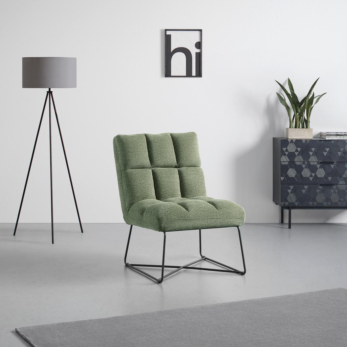 Sessel Marco Grün - Schwarz/Grün, MODERN, Textil/Metall (62/86/87cm) - Mömax