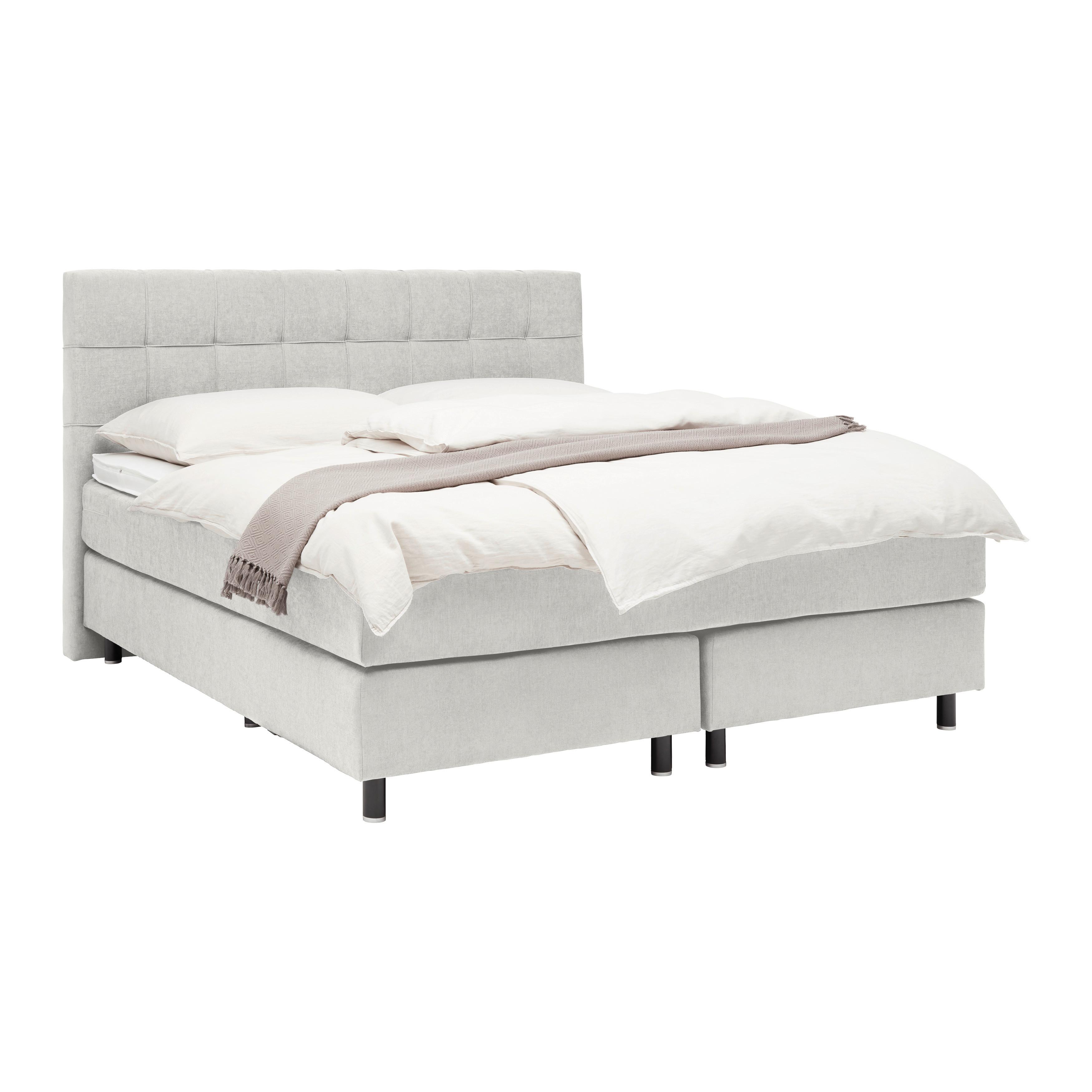 Boxspringbett Primo Hellgrau ca. 160x200cm - Hellgrau, KONVENTIONELL, Holz/Holzwerkstoff (160/200cm) - Premium Living