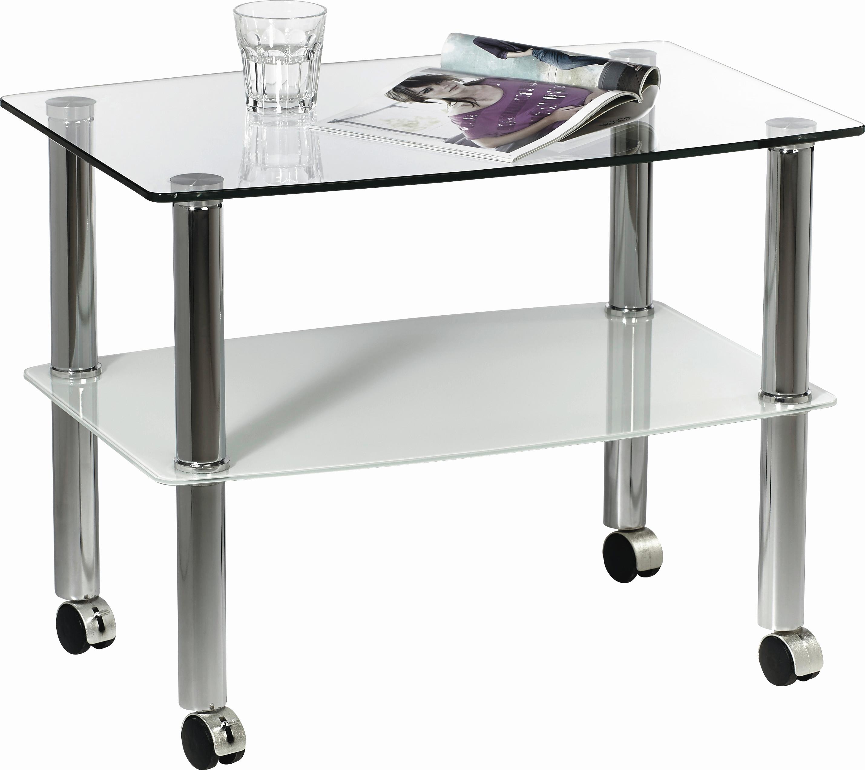 STOLIK BOCZNY MOBILE - przejrzysty/biały, Design, tworzywo sztuczne/metal (40/60/46cm) - Xora