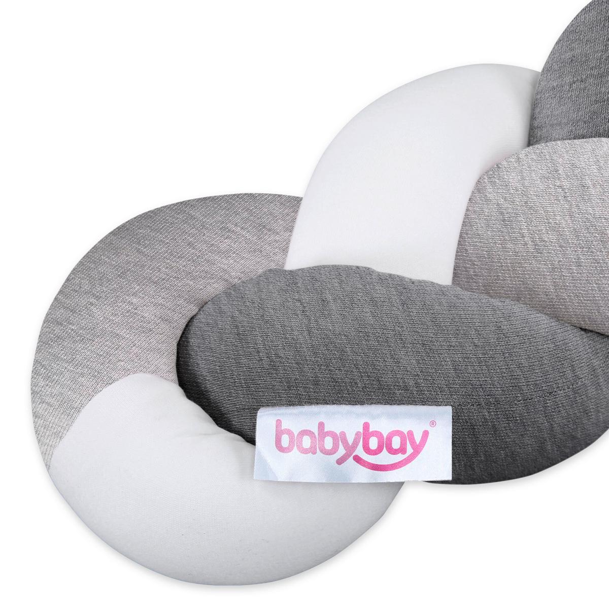 OCHRANIACZ DO ŁÓŻECZKA GEFLOCHTEN - jasnoszary/ciemnoszary, Basics, tkanina (200/13/13cm) - Babybay