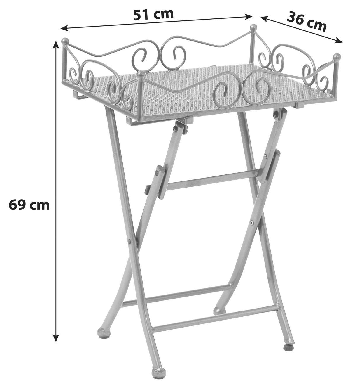 Gartenbeistelltisch Toulouse Grau klappbar ca. 51x36x69cm - Grau, Basics, Metall (51/36/69cm) - Gardenson
