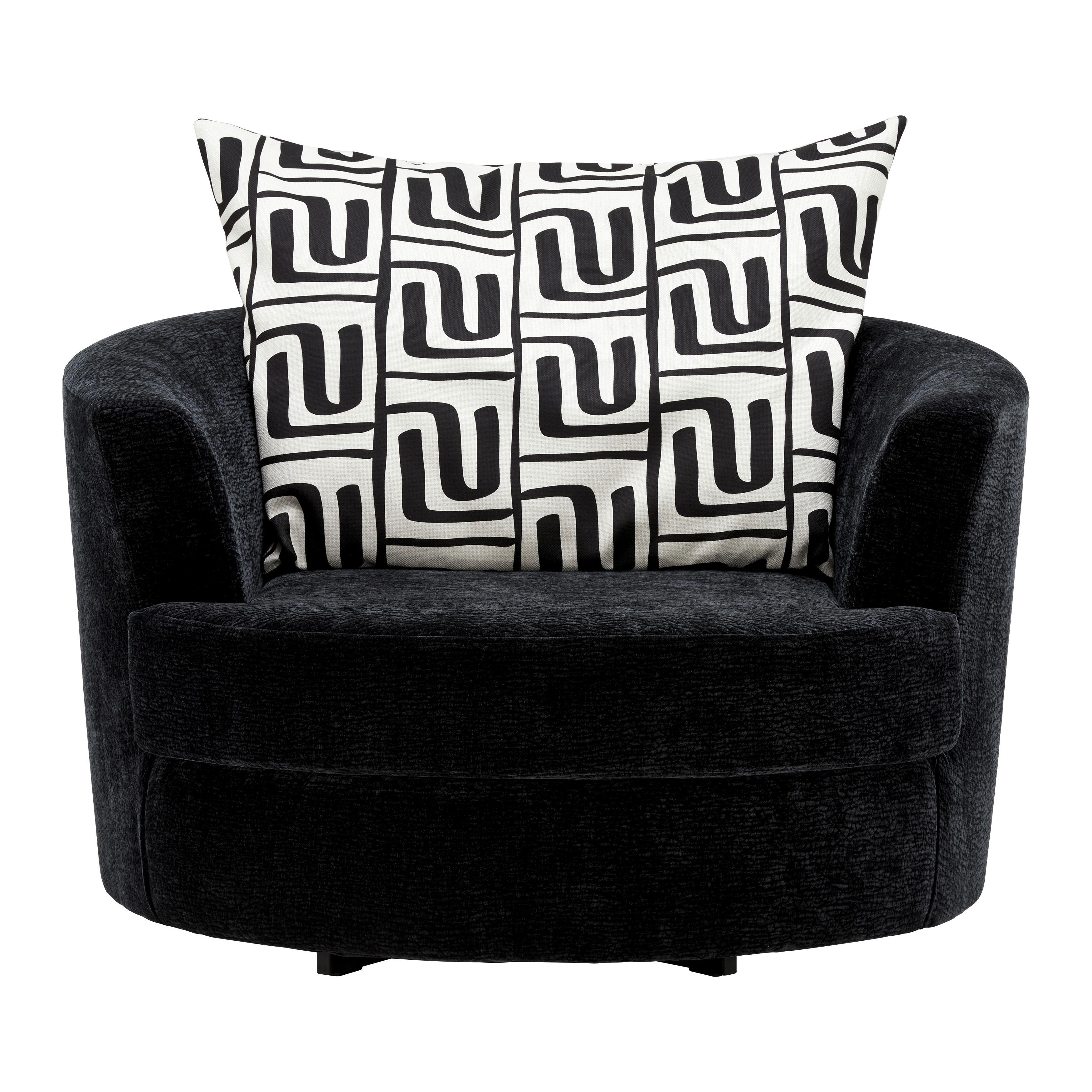 Designsessel Cabona drehbar Strukturstoff schwarz - Beige/Schwarz, MODERN, Textil/Metall (115/72/115cm) - Premium Living