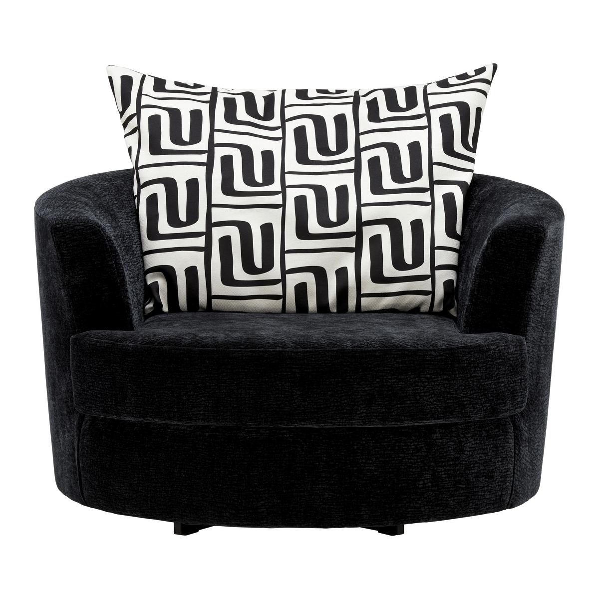 Designsessel Cabona drehbar Strukturstoff schwarz - Beige/Schwarz, MODERN, Textil/Metall (115/72/115cm) - Premium Living