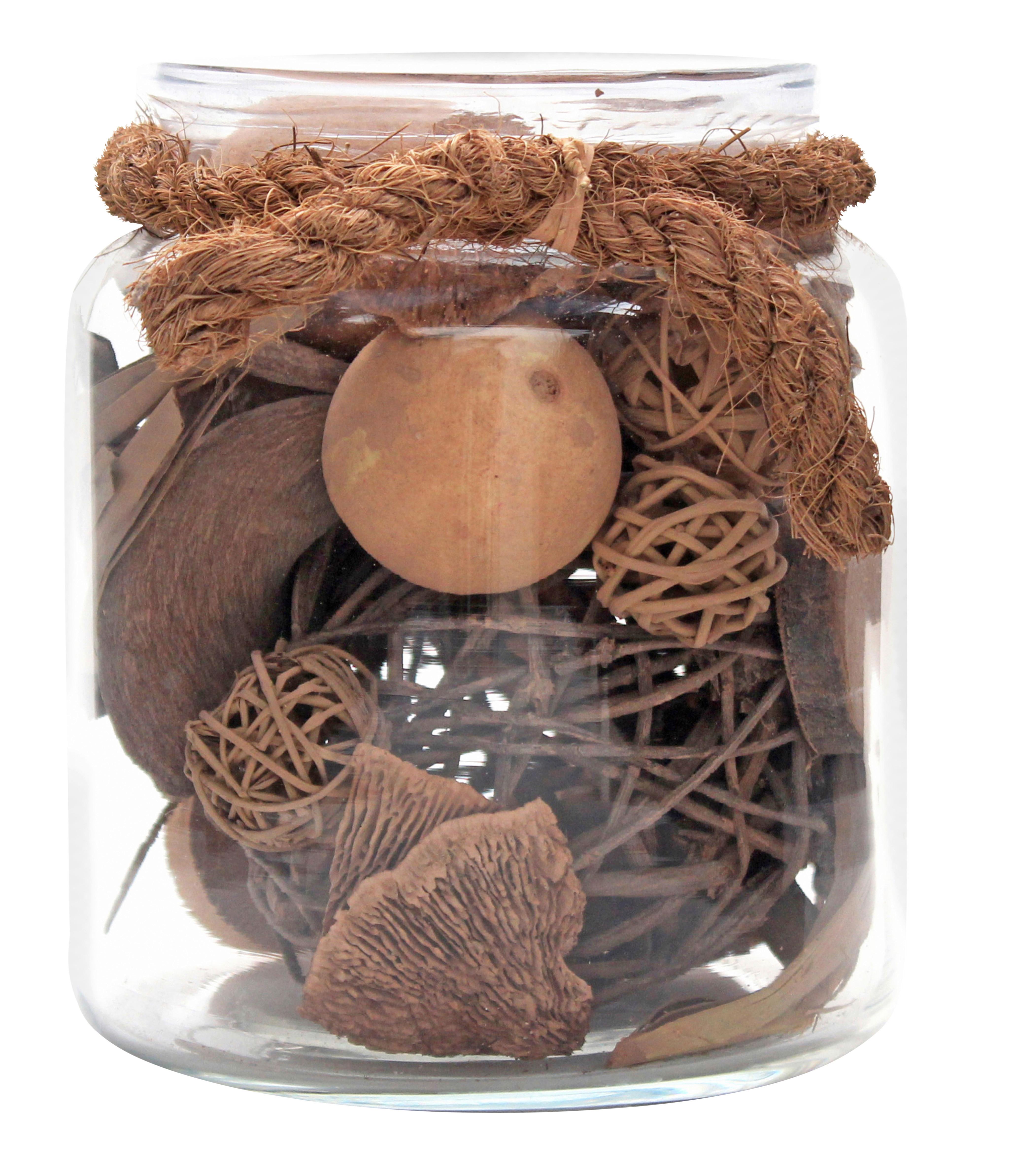 Dekoglas Flora - Braun, Lifestyle, Glas/Naturmaterialien (13,5/16,5/13,5cm) - Kayoom