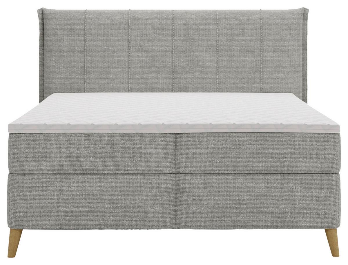 Boxbett Veloria Grau ca. 140x200cm - Schwarz/Grau, KONVENTIONELL, Textil/Metall (140/200cm) - Based