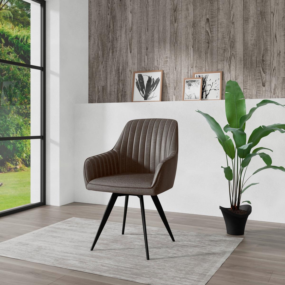 Stol Bella, Rjava, Vrtljiv - črna/rjava, Konvencionalno, kovina/tekstil (63/90/61cm)