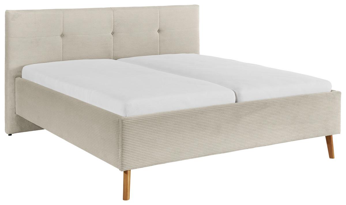 Polsterbett Meila Beige ca. 180x200cm - Eichefarben/Beige, KONVENTIONELL, Holz/Textil (180/200cm) - Premium Living
