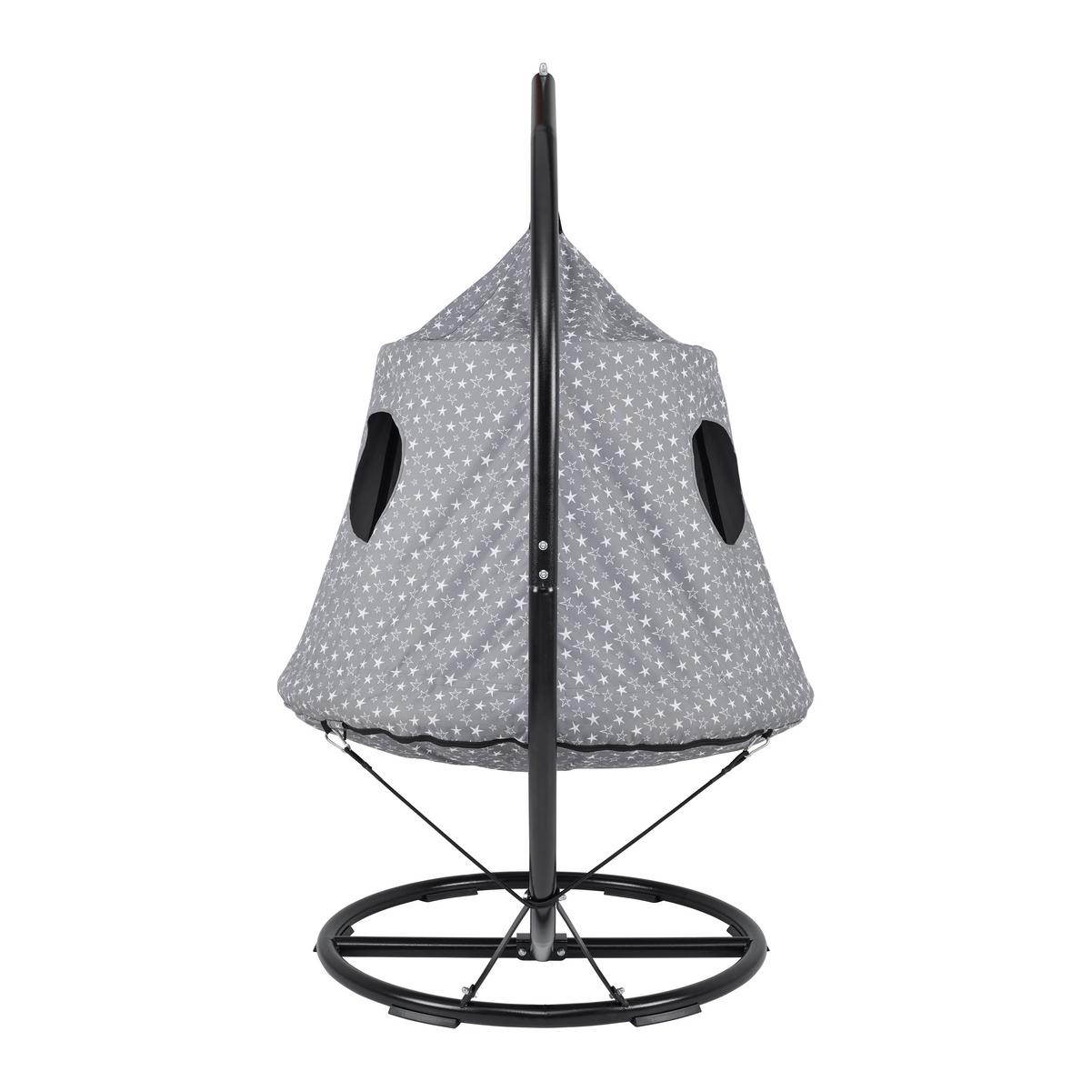Hängesessel Maya Grau/Weiß inkl. Kissen - Schwarz/Weiß, MODERN, Textil/Metall (110/190/110cm) - Bessagi Kids