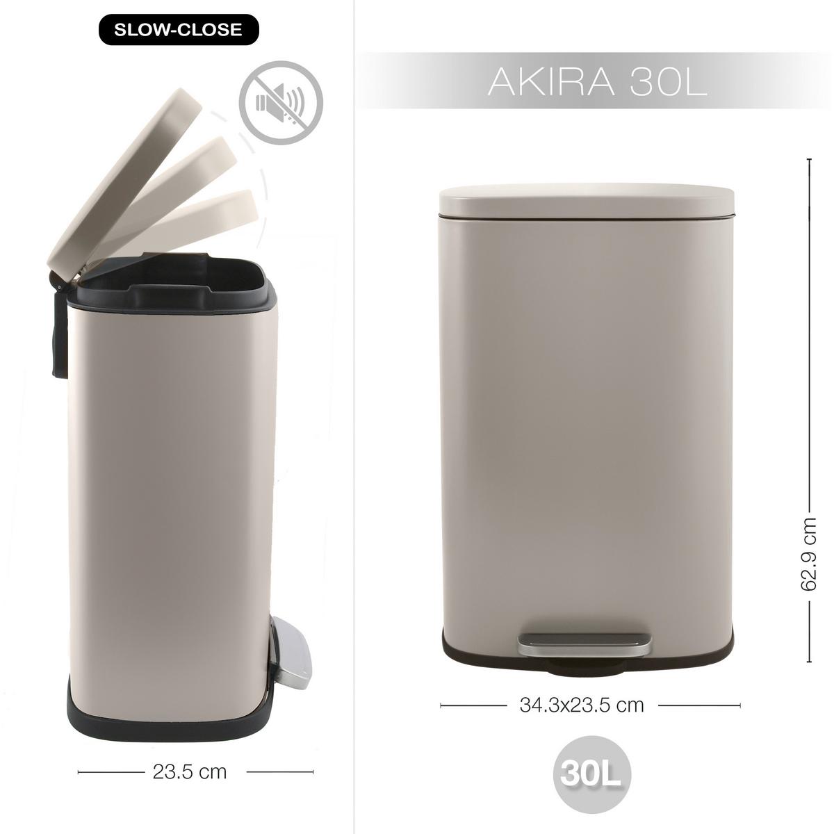 Treteimer Akira Matt-Taupe - Taupe/Schwarz, Basics, Kunststoff/Metall (34,3/23,5/62,9cm) - Spirella