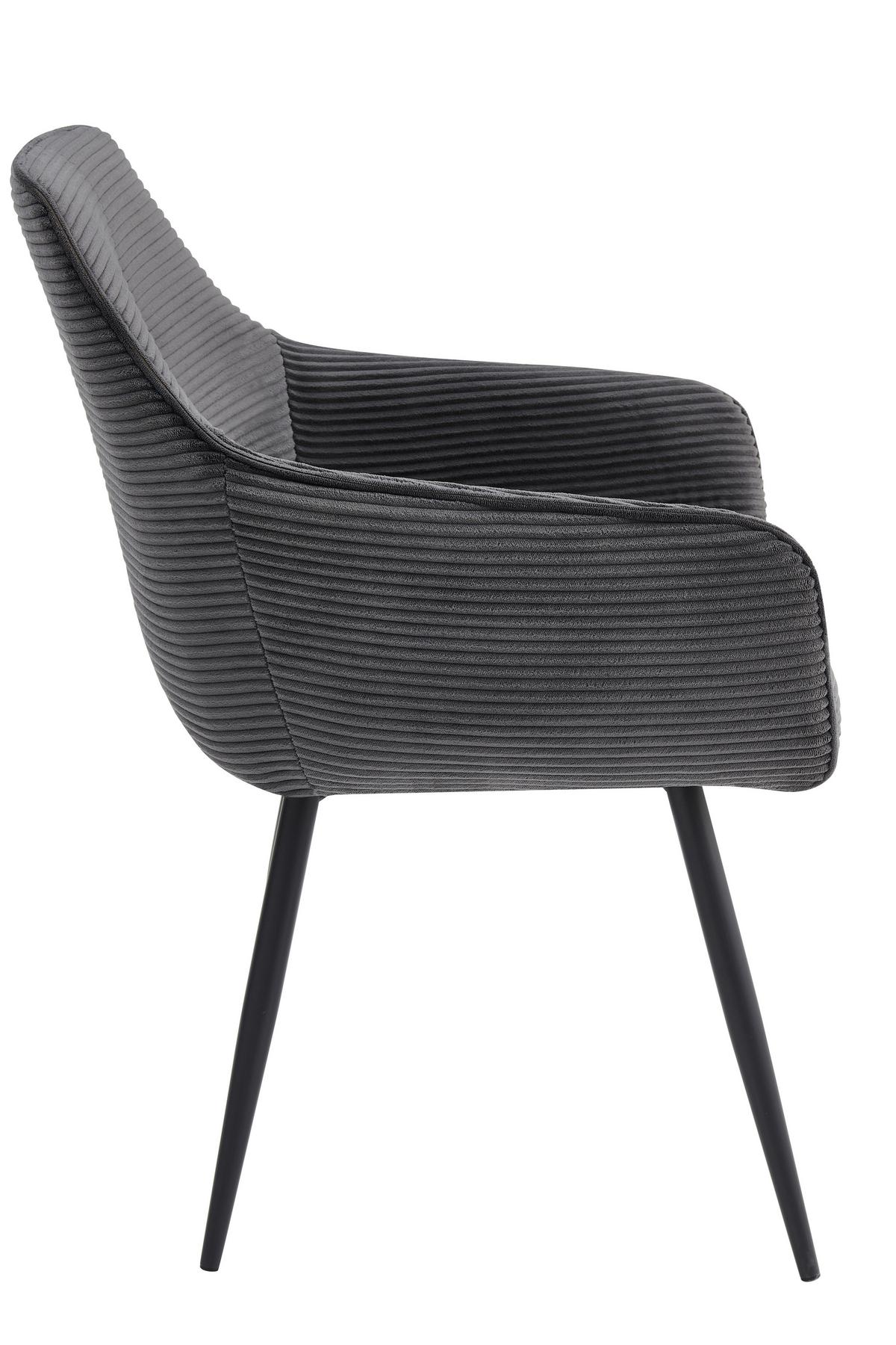 ARMLEHNSTUHL-SET VERONA II S 2ER-SET - Anthrazit/Schwarz, MODERN, Textil/Metall (55/85/61cm) - P & B