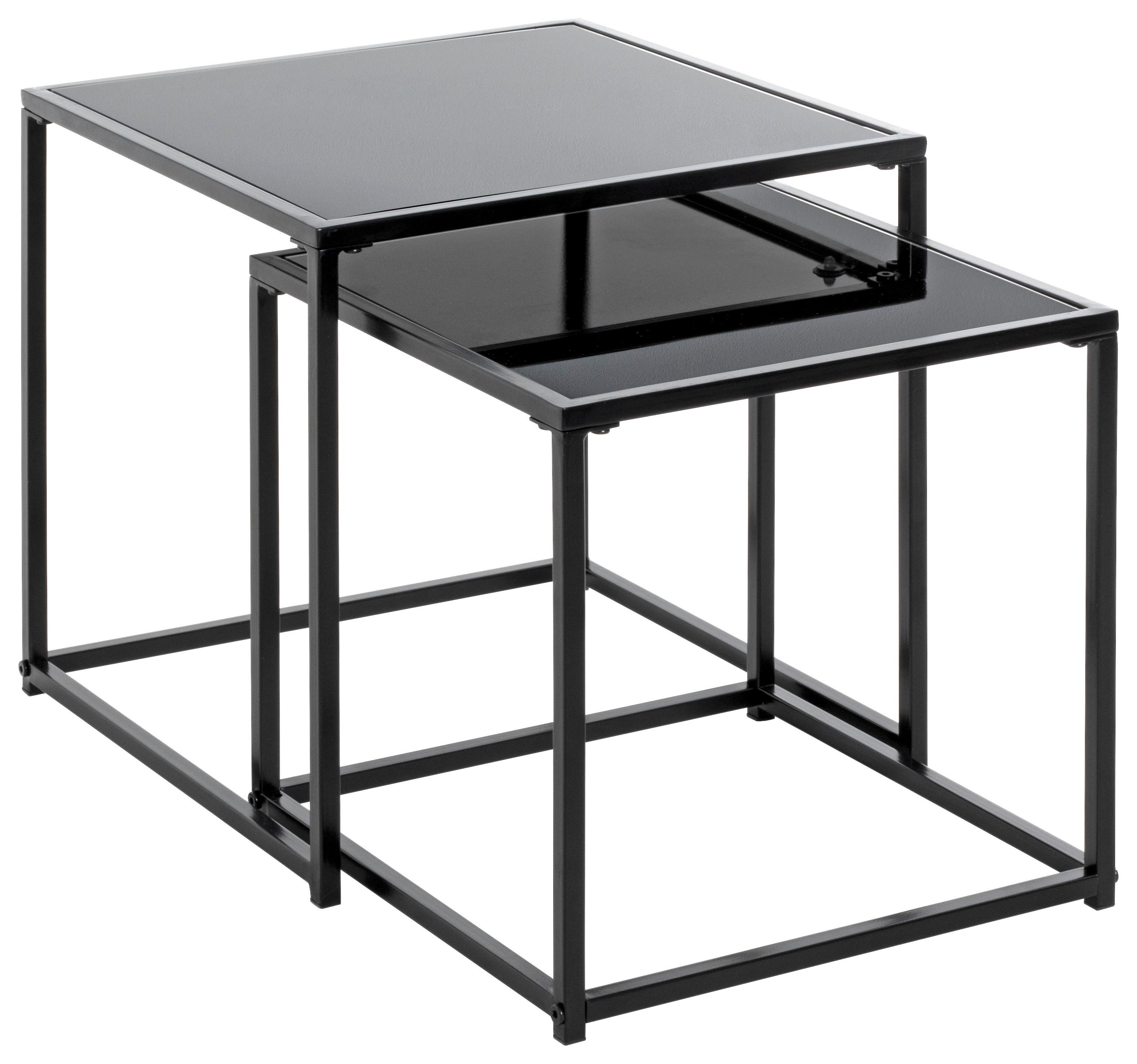ZESTAW STOLIKÓW BOCZNYCH YORK - czarny, Design, metal/szkło (35-40/35-40/35-40cm)