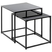ZESTAW STOLIKÓW BOCZNYCH YORK - czarny, Design, metal/szkło (35-40/35-40/35-40cm)