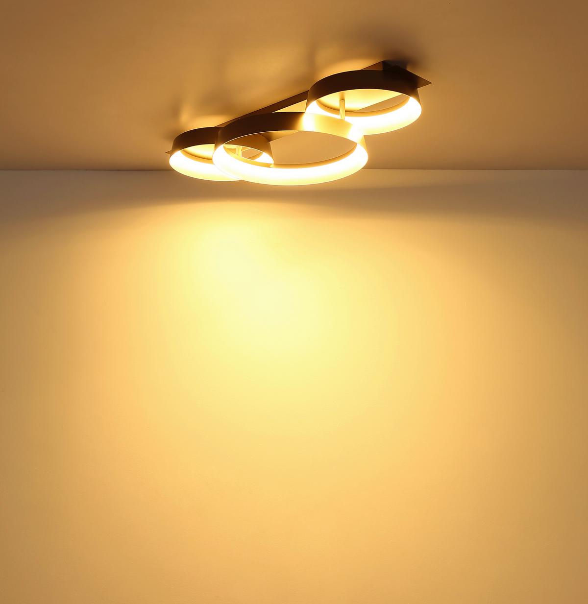 Led Stropna Svjetiljka Syrakus - smeđa/opalna, Design, metal/plastika (70/35/12cm) - Globo
