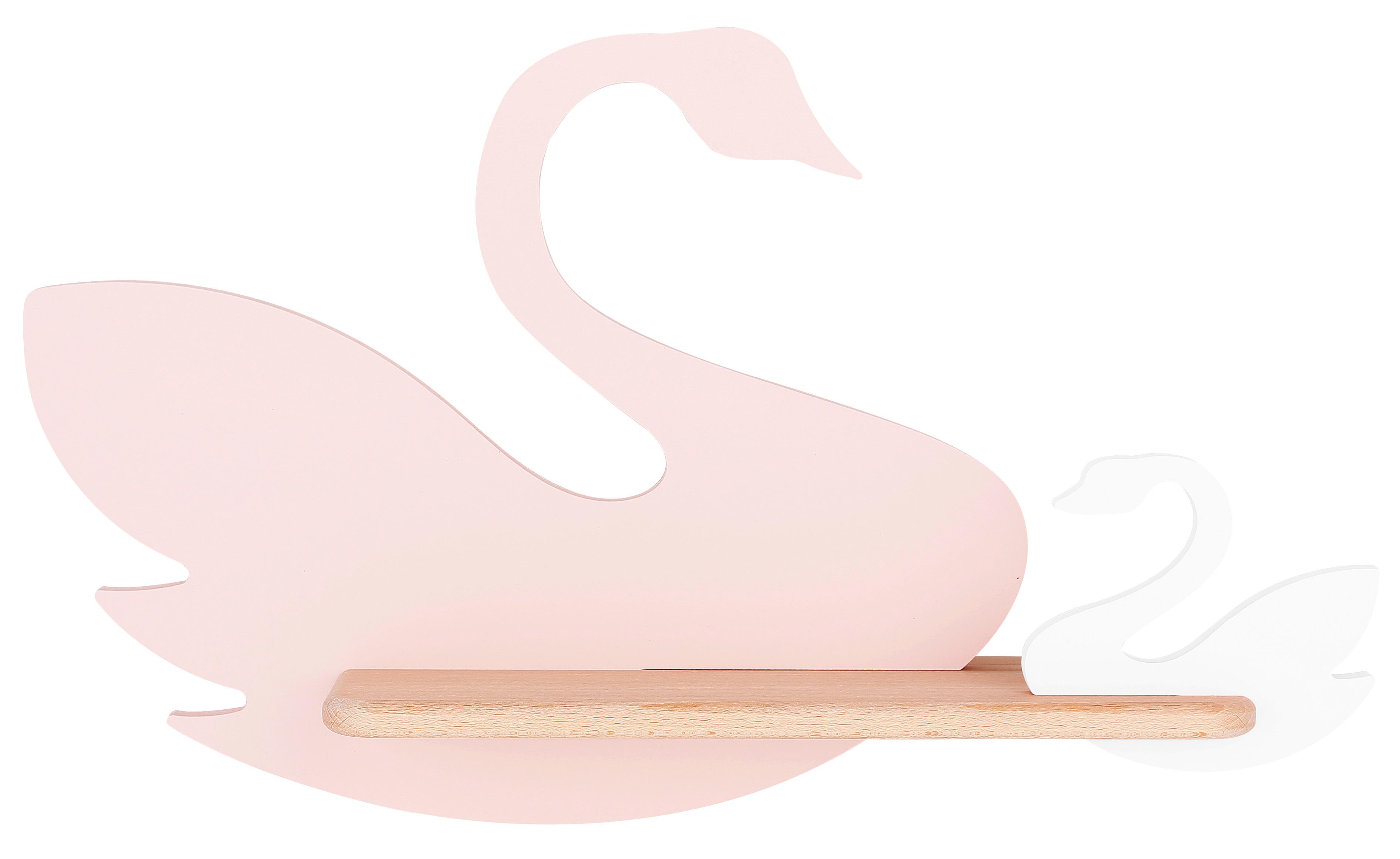 Dječja Zidna Svjetiljka Swan - pink/bijela, Basics, drvni materijal/drvo (27/12/31cm)