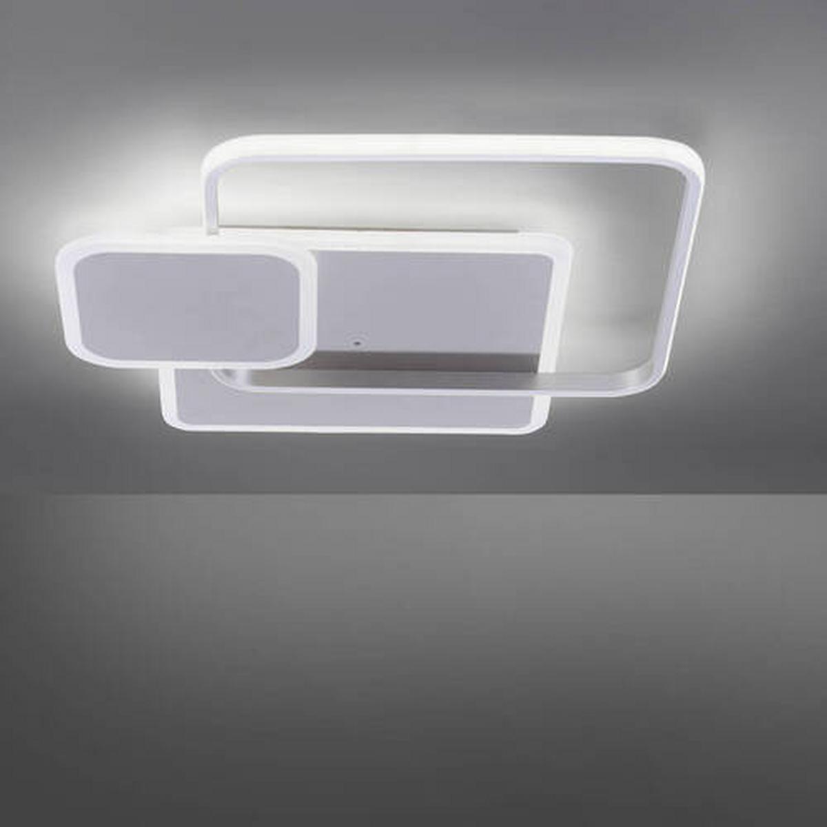 LED-Deckenleuchte Emilio in Silberfaben max. 50 Watt - Silberfarben, Design, Kunststoff/Metall (55/55/8cm) - Paul Neuhaus