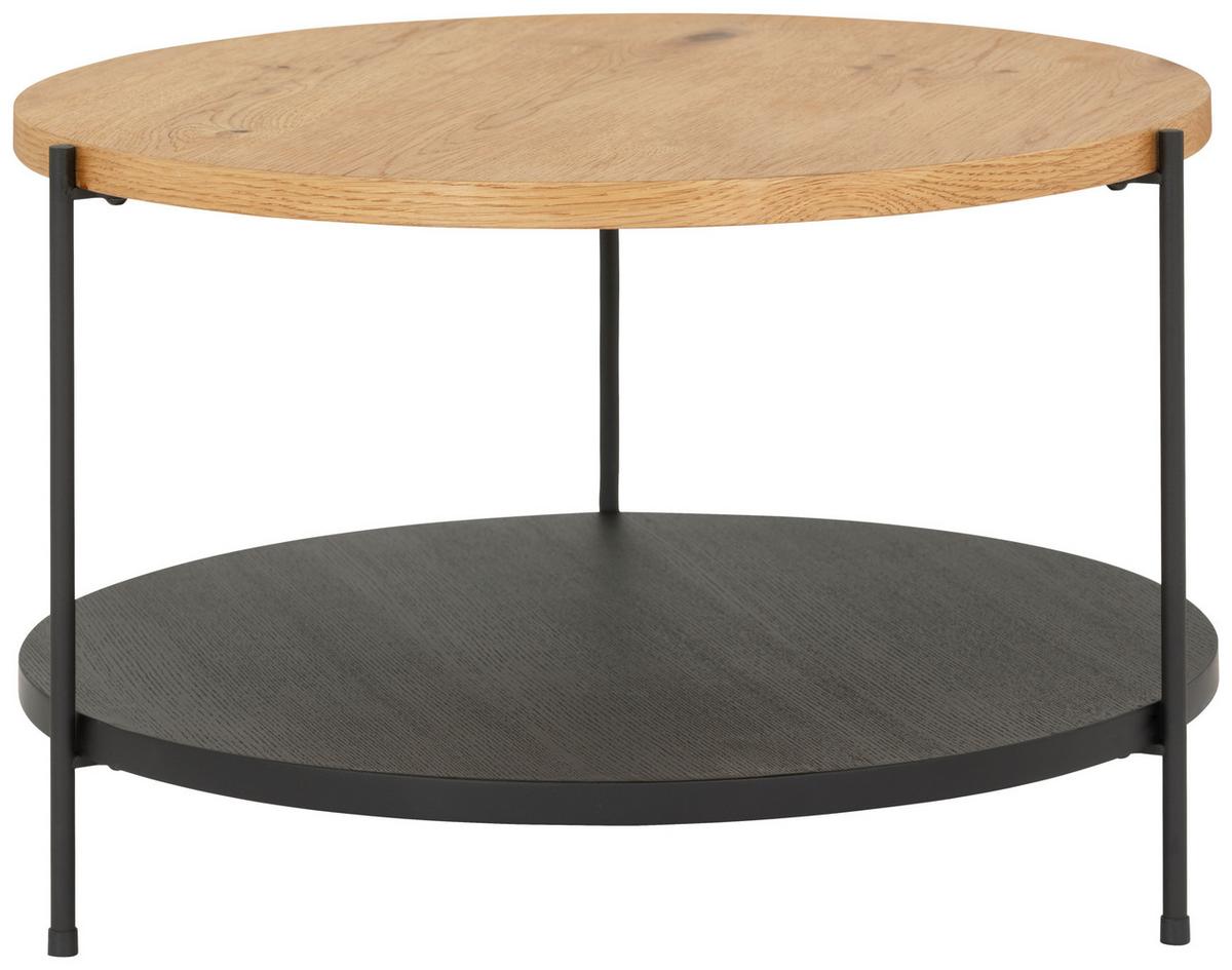 Măsuță de cafea RONDO 2 - culoare natur/negru, Modern, lemn/metal (60/40/60cm) - Modern Living