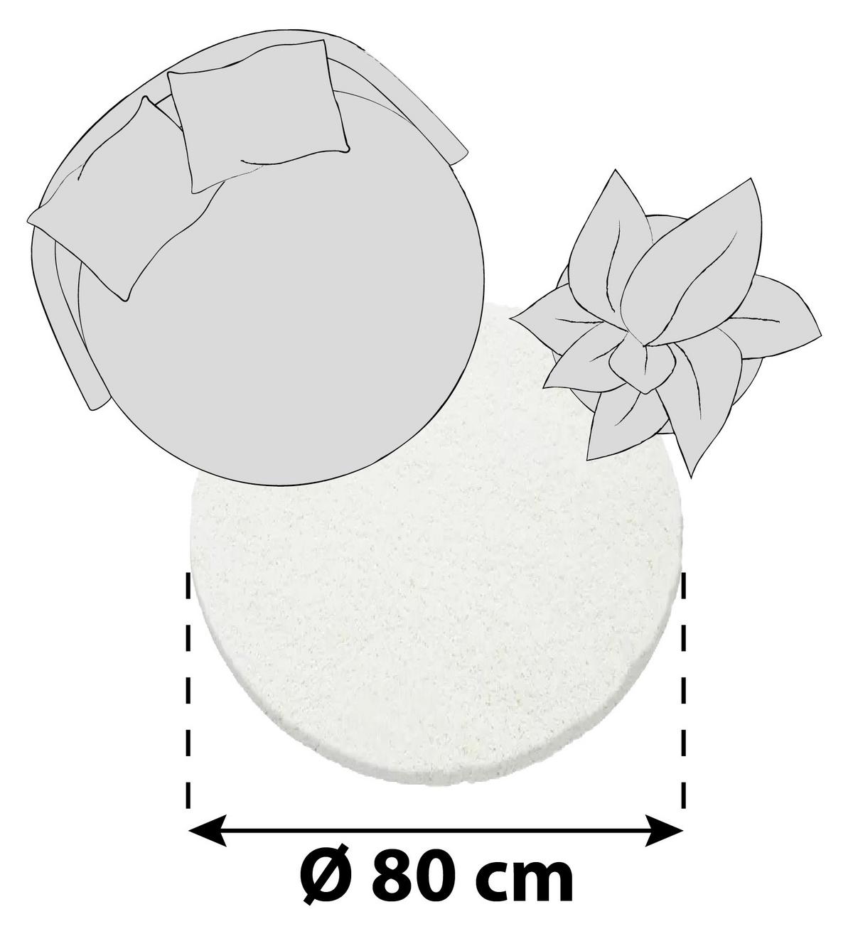 Hochflorteppich Dream Creme Ø ca. 80cm - Creme, KONVENTIONELL, Textil (80cm)
