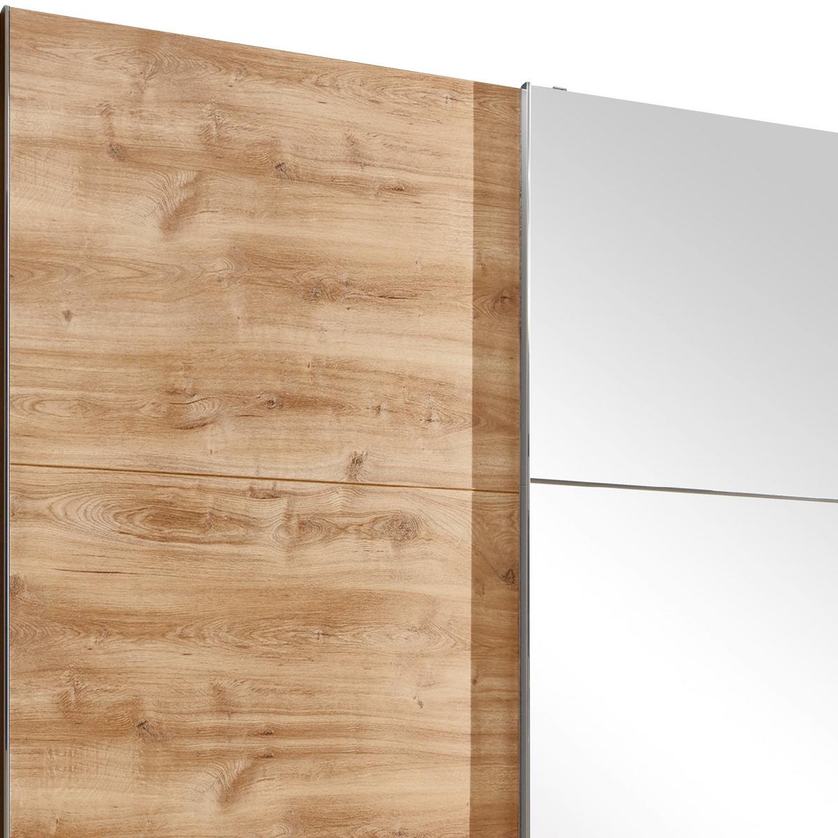 Ormar S Kliznim Vratima Level 36a - boje hrasta/boje kroma, Moderno, staklo/drvni materijal (200/216/65cm) - Modern Living