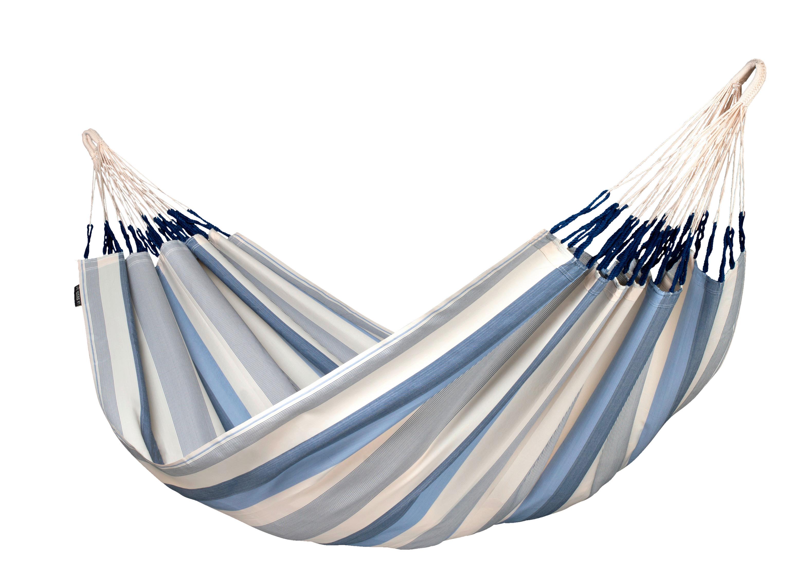 Hängematte Classic Double Hammock Outdoor Blau/Weiß - Blau/Weiß, KONVENTIONELL, Textil (160/350cm) - La Siesta