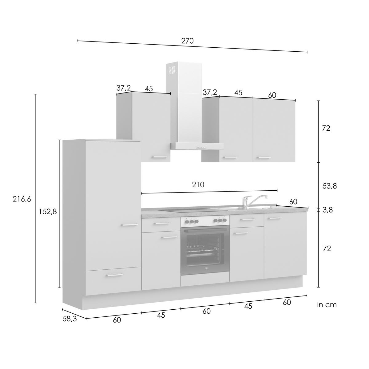 Küchenleerblock Senso Low o. Geräte Olivgrün - Eichefarben/Schwarz, MODERN, Holzwerkstoff/Metall (270cm) - Nobilia