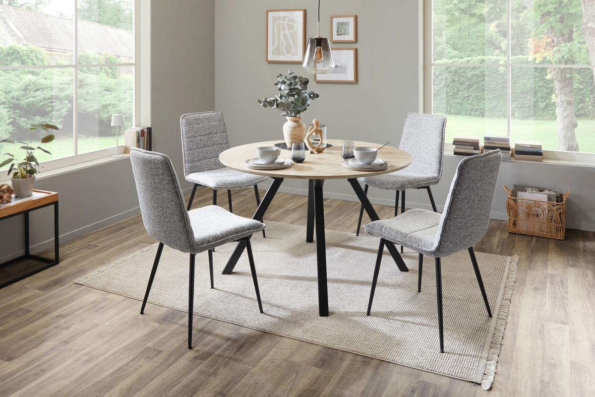 Masa ARNO 120 - culoare natur/negru, Konventionell, metal/material pe bază de lemn (120/76/120cm)