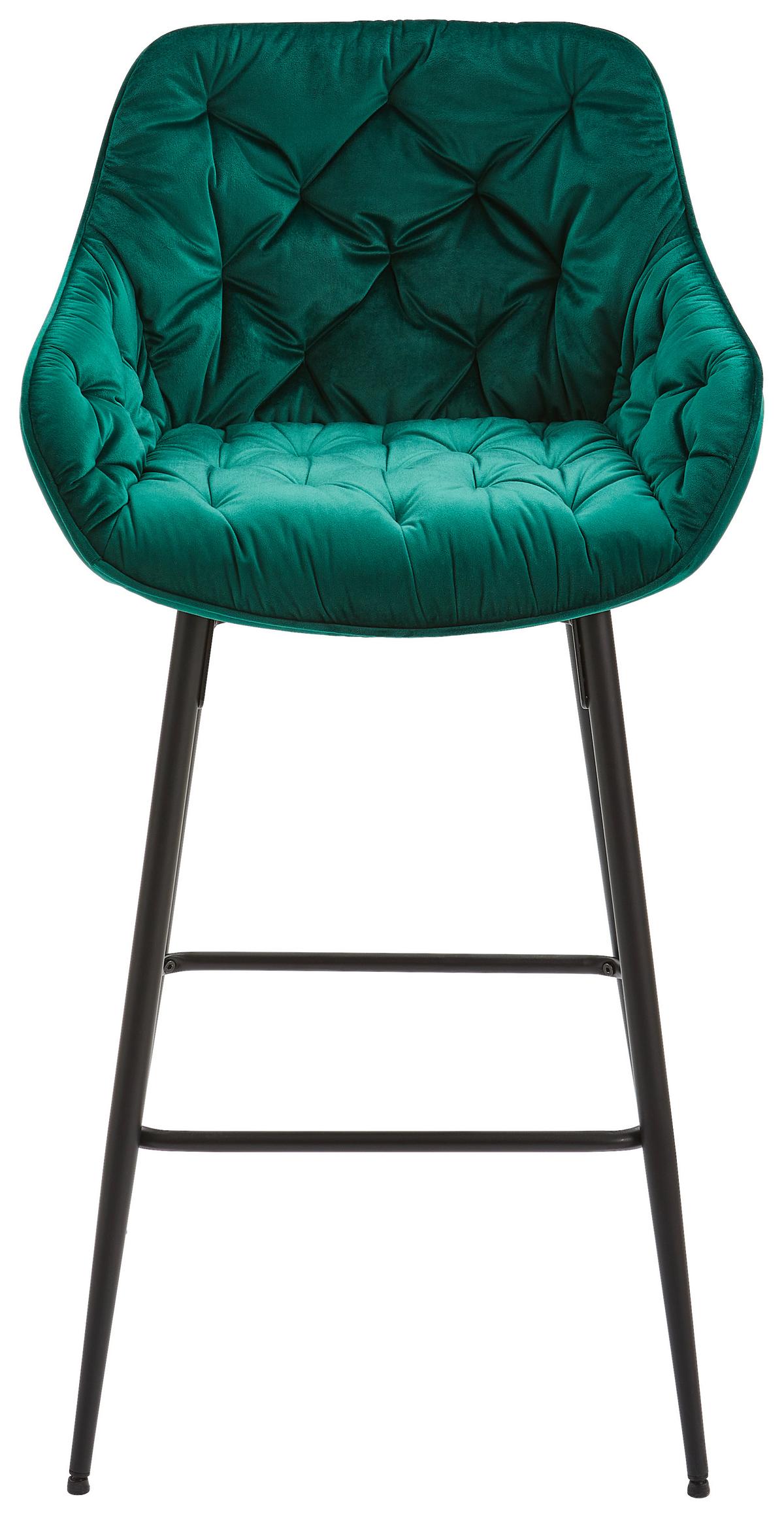 STOŁEK BAROWY LANGFORD - zielony/czarny, Modern, metal/drewno (55/105/57cm) - Livetastic