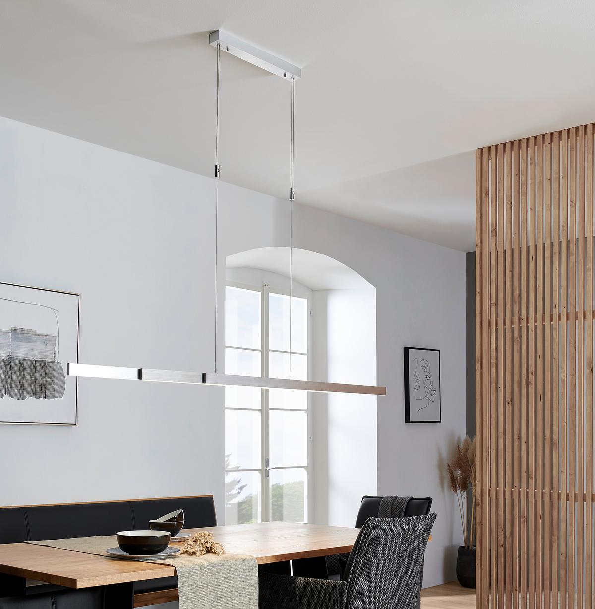 LAMPA WISZĄCA LED 2568-95 ADRIANA - kolor srebrny, Design, tworzywo sztuczne/metal (120-179/5,5/100-180cm) - Paul Neuhaus