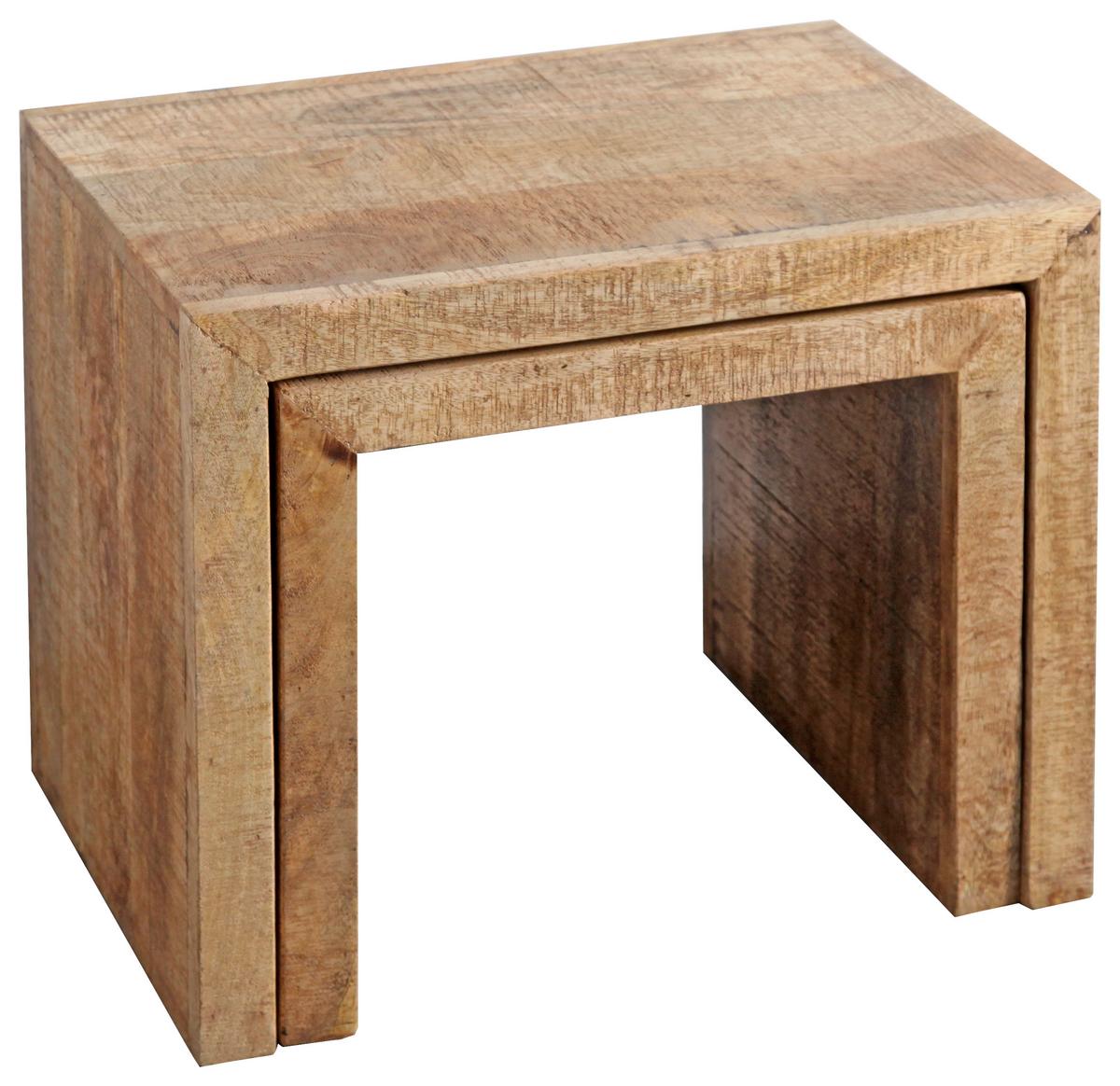 Beistelltisch in Naturfarben - Schwarz/Naturfarben, Natur, Holz (55-45/45-40/35cm) - Mömax