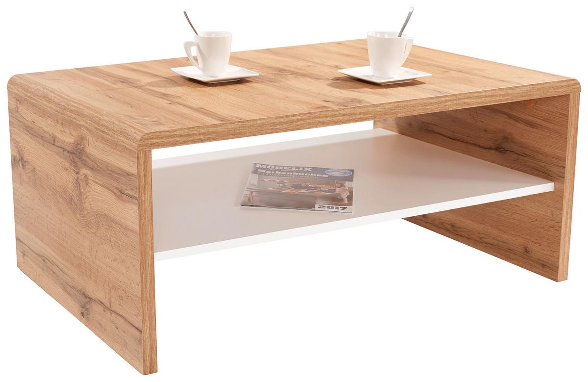 Măsuţă de cafea CALA LUNA - alb/stejar Wotan, Modern, material pe bază de lemn (100/40/59cm) - Modern Living