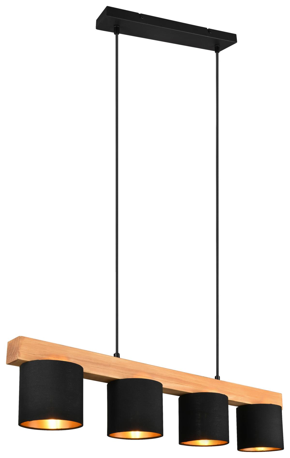 LAMPA WISZĄCA R30654002 CAMERON - czarny/kolor złoty, Design, drewno/tkanina (75/150/12cm) - P & B