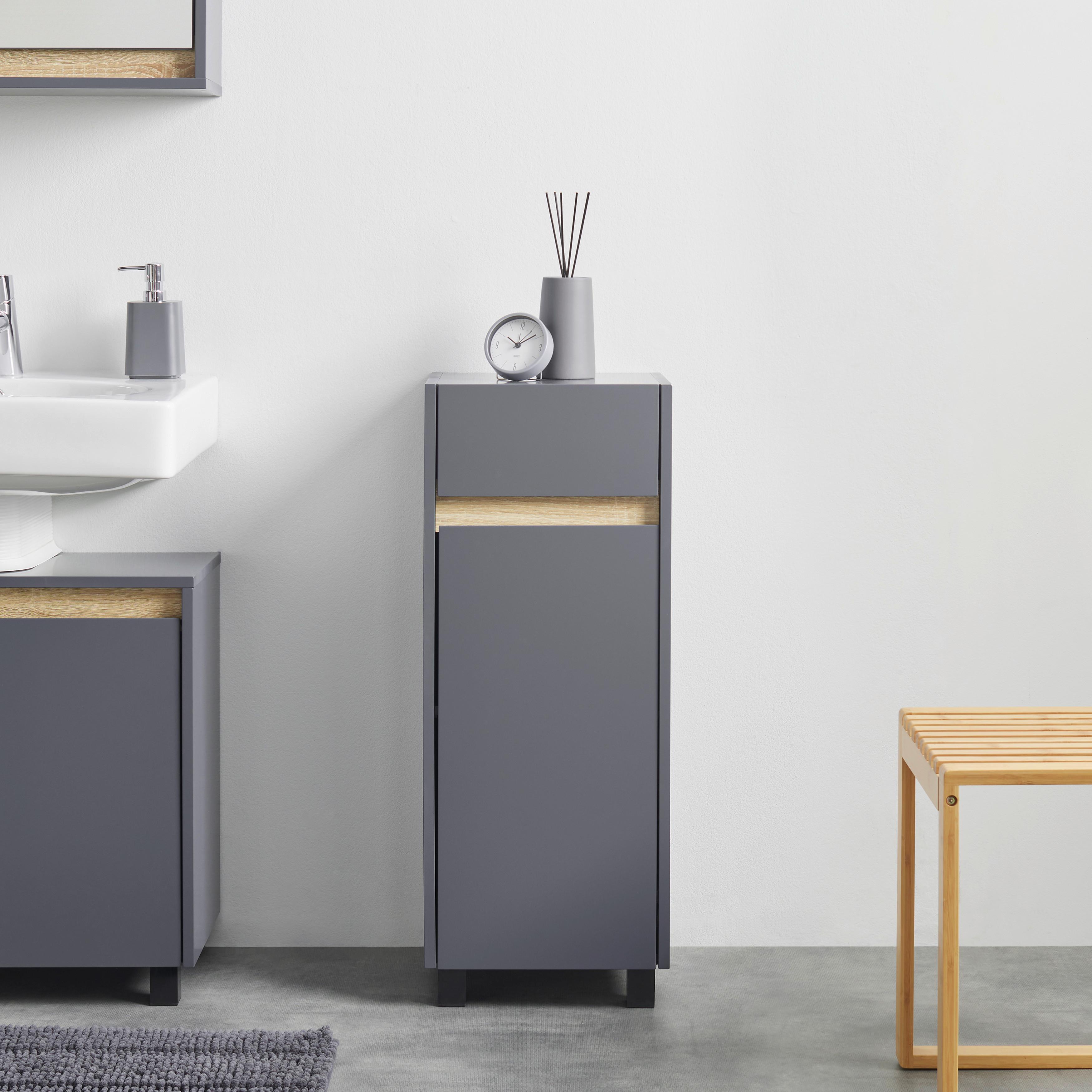 Unterschrank "Massimo", dunkelgrau - Dunkelgrau/Silberfarben, MODERN, Kunststoff (33/85/30cm) - Bessagi Home