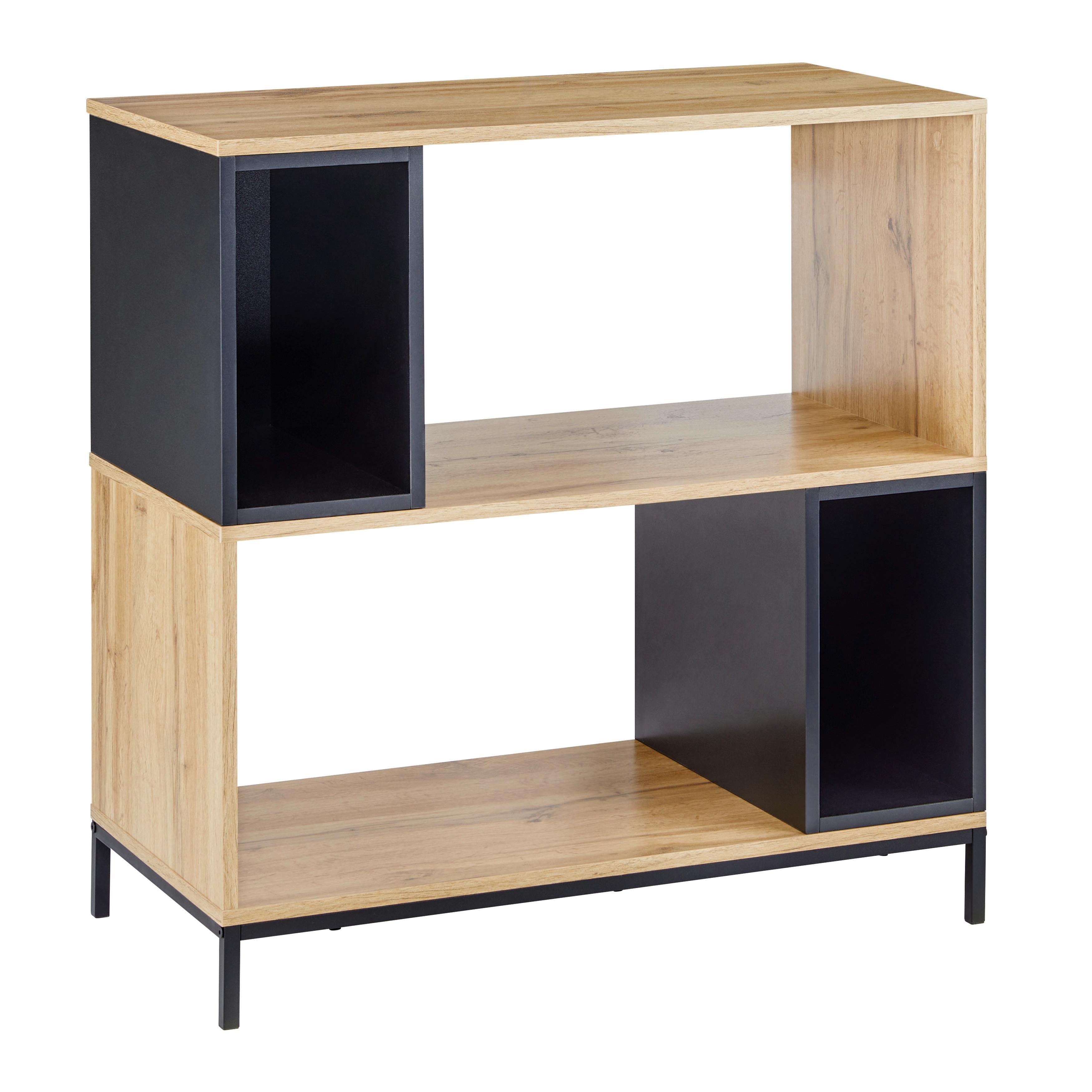 Regal Megy Eichefarben/Schwarz MDF - Eichefarben/Schwarz, MODERN, Metall (80/84,6/40cm) - Bessagi Home