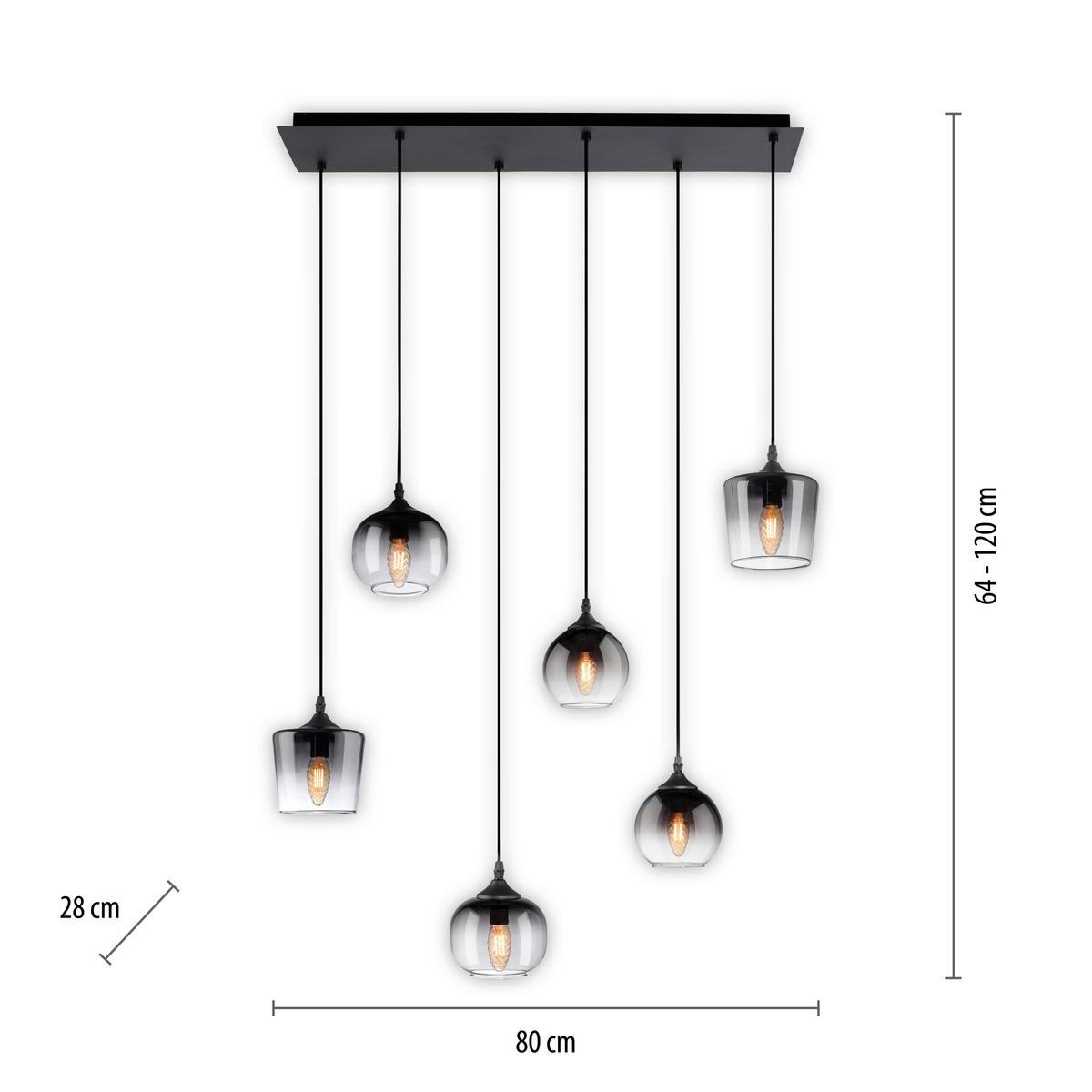LAMPA WISZĄCA LED ZEA - czarny, tworzywo sztuczne/metal (80/28/64-120cm)