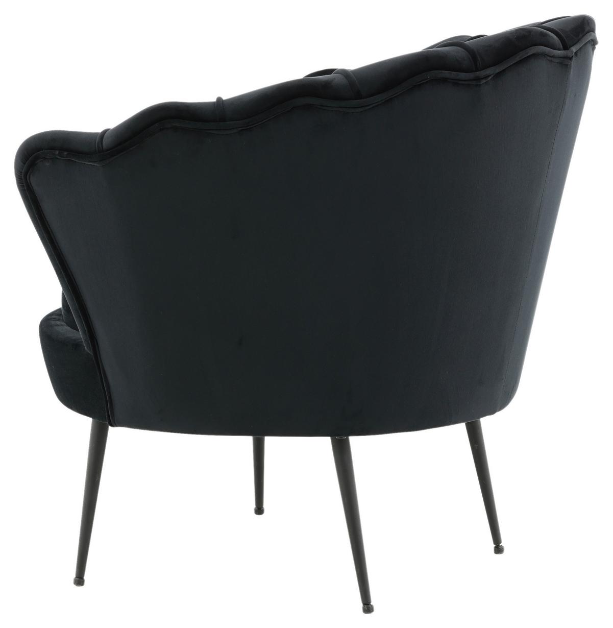 Sessel Calais ca. 83x76 cm Schwarz Samt - Schwarz, Design, Textil/Metall (83/76/77cm) - Livetastic