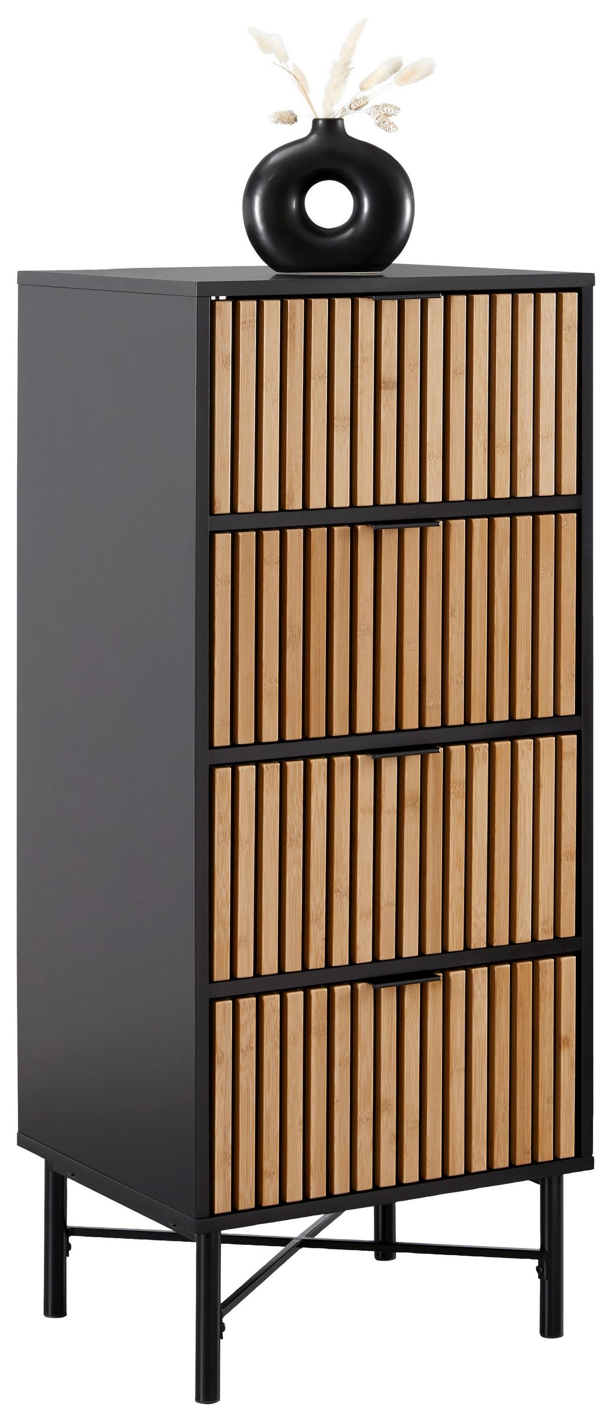 Komoda Madrid, Barva Hrasta, Črna - črna/naravne barve, Moderno, kovina/leseni material (48/114/40cm) - Mömax