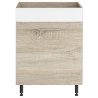 Mosogató-alsószekrény Corina - Sonoma tölgy/alumíniumszínű, Modern, műanyag/faalapú anyag (60/82,4/58cm)