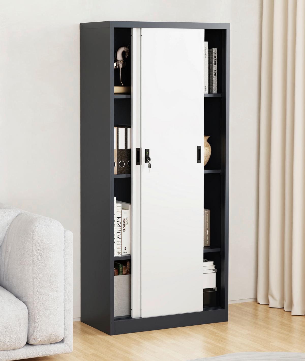Aktenschrank Malivo - Weiss/Anthrazit, Konventionell, Metall (80/180/40cm) - MID.YOU