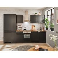 Küchenblock Jazz mit Geräten ca.310cm Schwarz - Eichefarben/Schwarz, LIFESTYLE, Holzwerkstoff/Kunststoff (310cm) - P & B