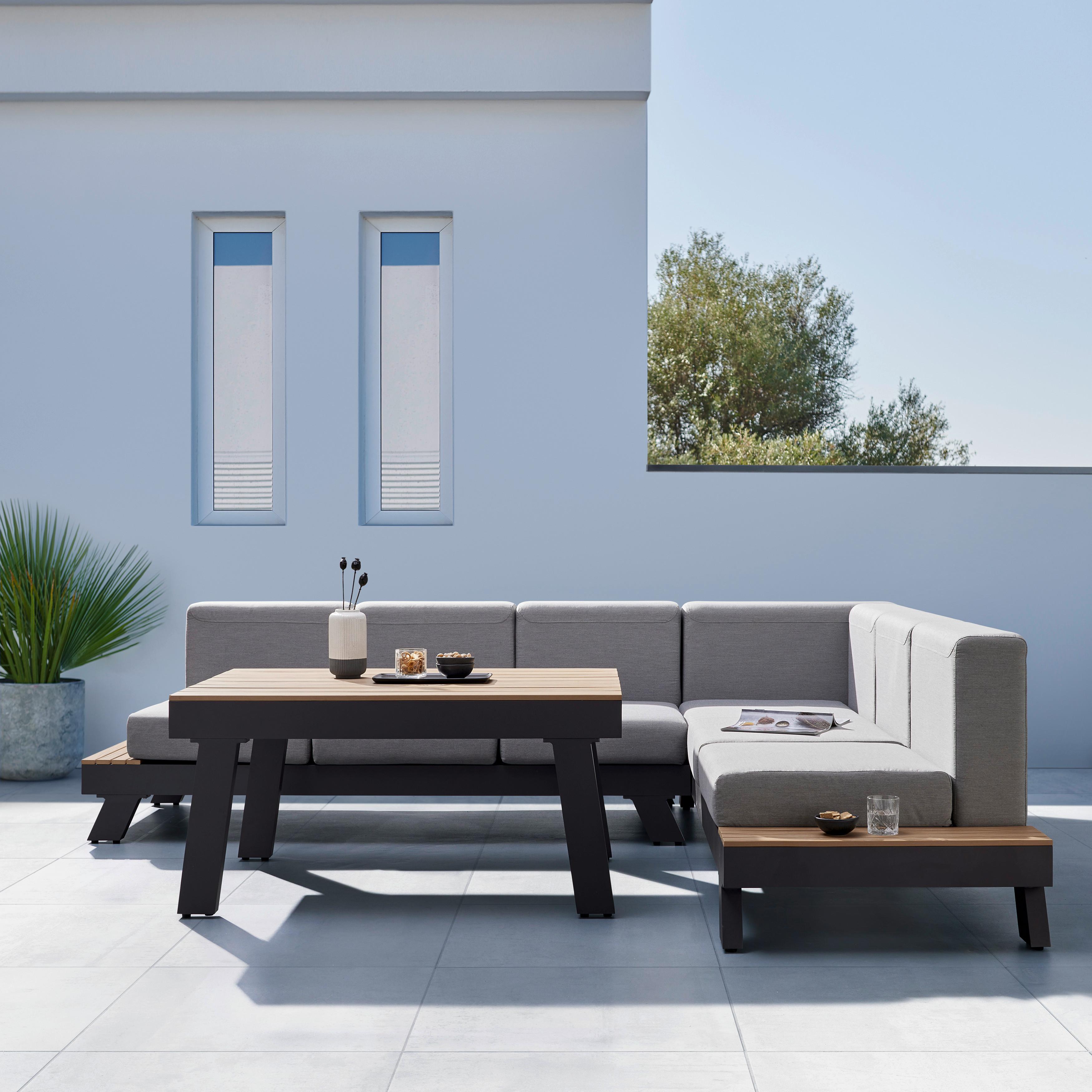 Loungegarnitur "Rosanna", 3-teilig, Olefingewebe - Grau, Modern, Kunststoff/Textil - Bessagi Garden