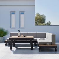 ensemble lounge 3-teilig, Olefingewebe - gris, Modern, métal/matière synthétique - Bessagi Garden