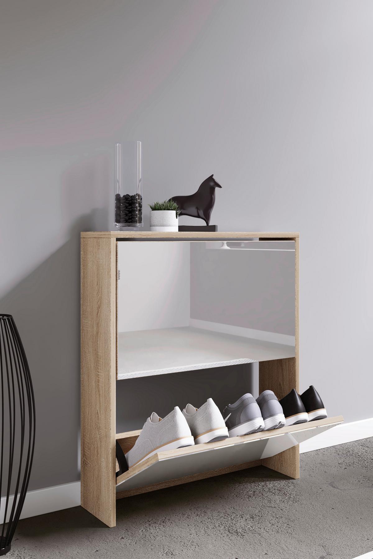 Schuhkipper Stido L Honigeiche/Weiß - Honigeiche, KONVENTIONELL, Holzwerkstoff (63/73/17cm) - MID.YOU