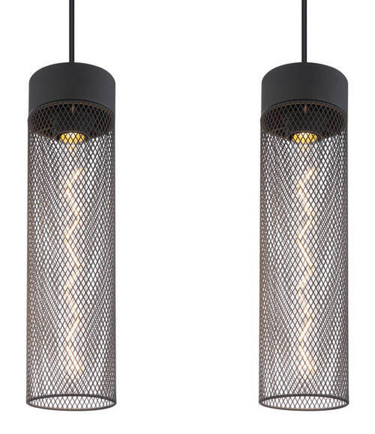 Hängeleuchte Hans Schwarz matt max. 40 Watt - Schwarz, Design, Metall (60/9,5/120cm) - Globo