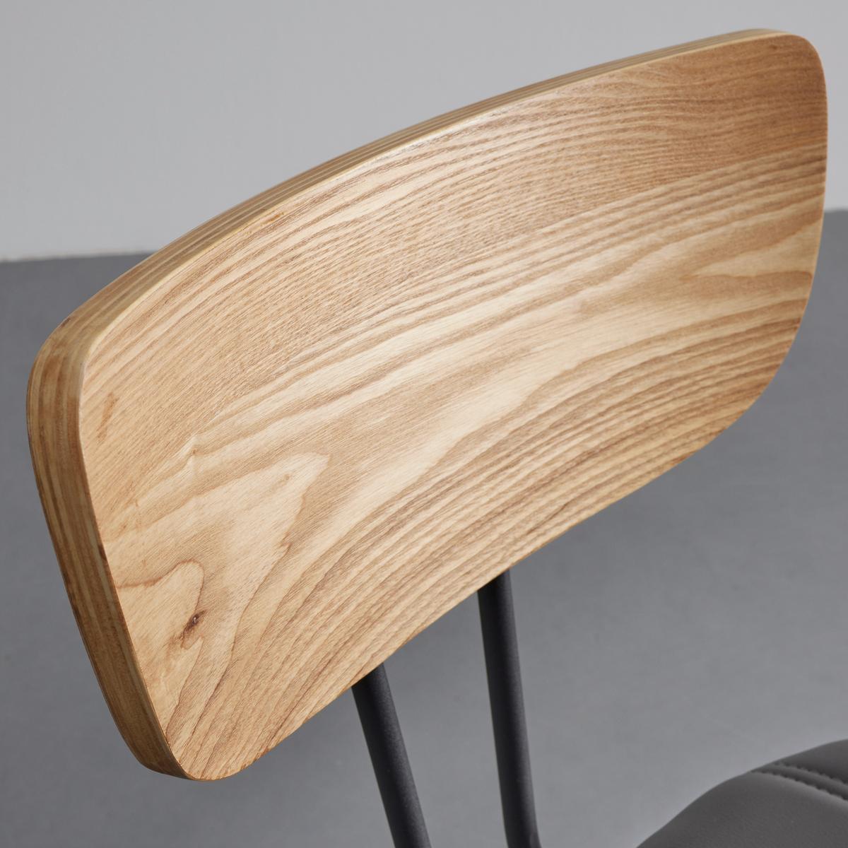 Stuhl Cera Grau Lederlook Gepolstert - Hellbraun/Schwarz, MODERN, Holz/Textil (42/78/54cm) - Bessagi Home