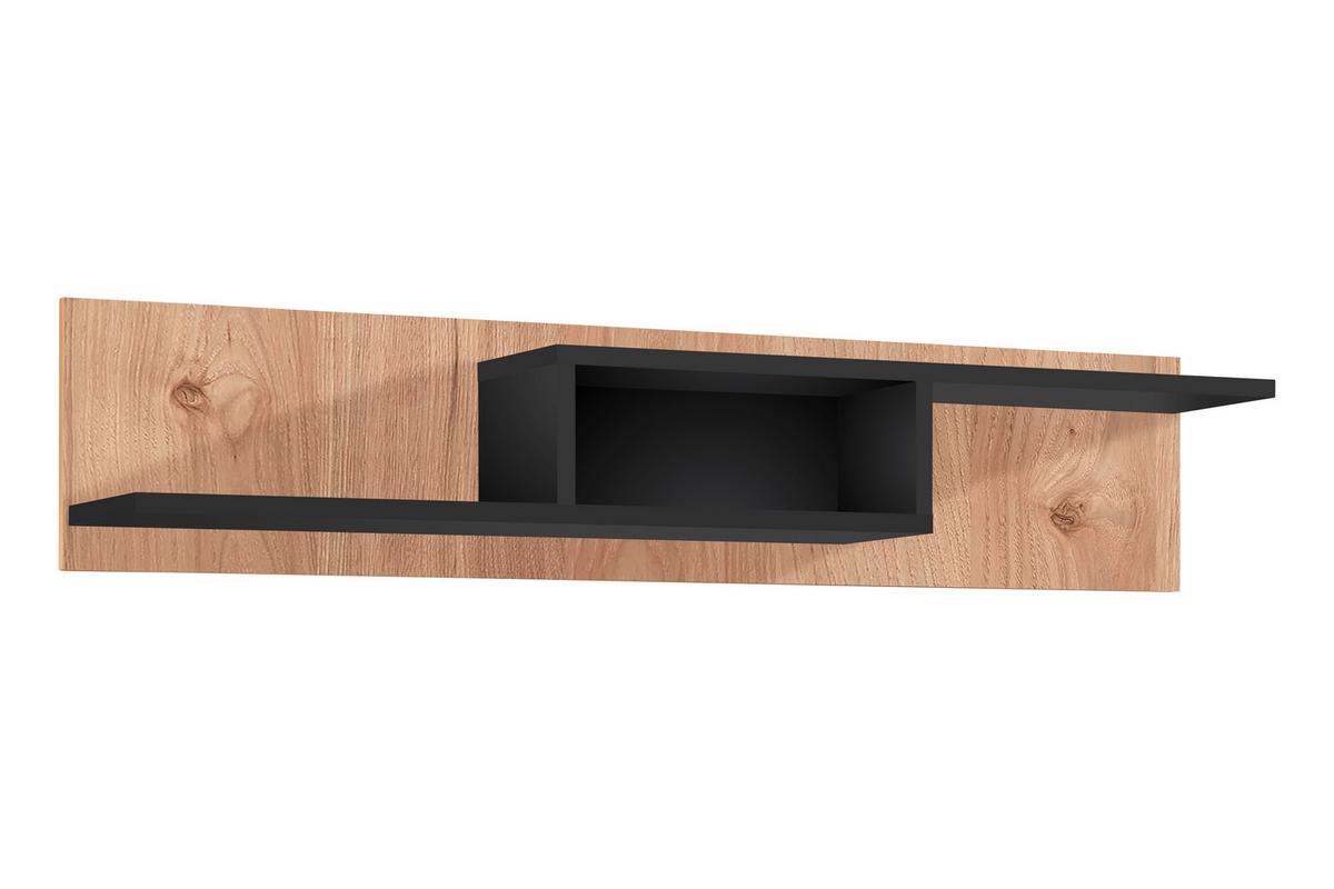 Ansamblu mobilier camera de zi CROSS - hicori/negru, Modern, material pe bază de lemn (330/195/50cm) - Bessagi