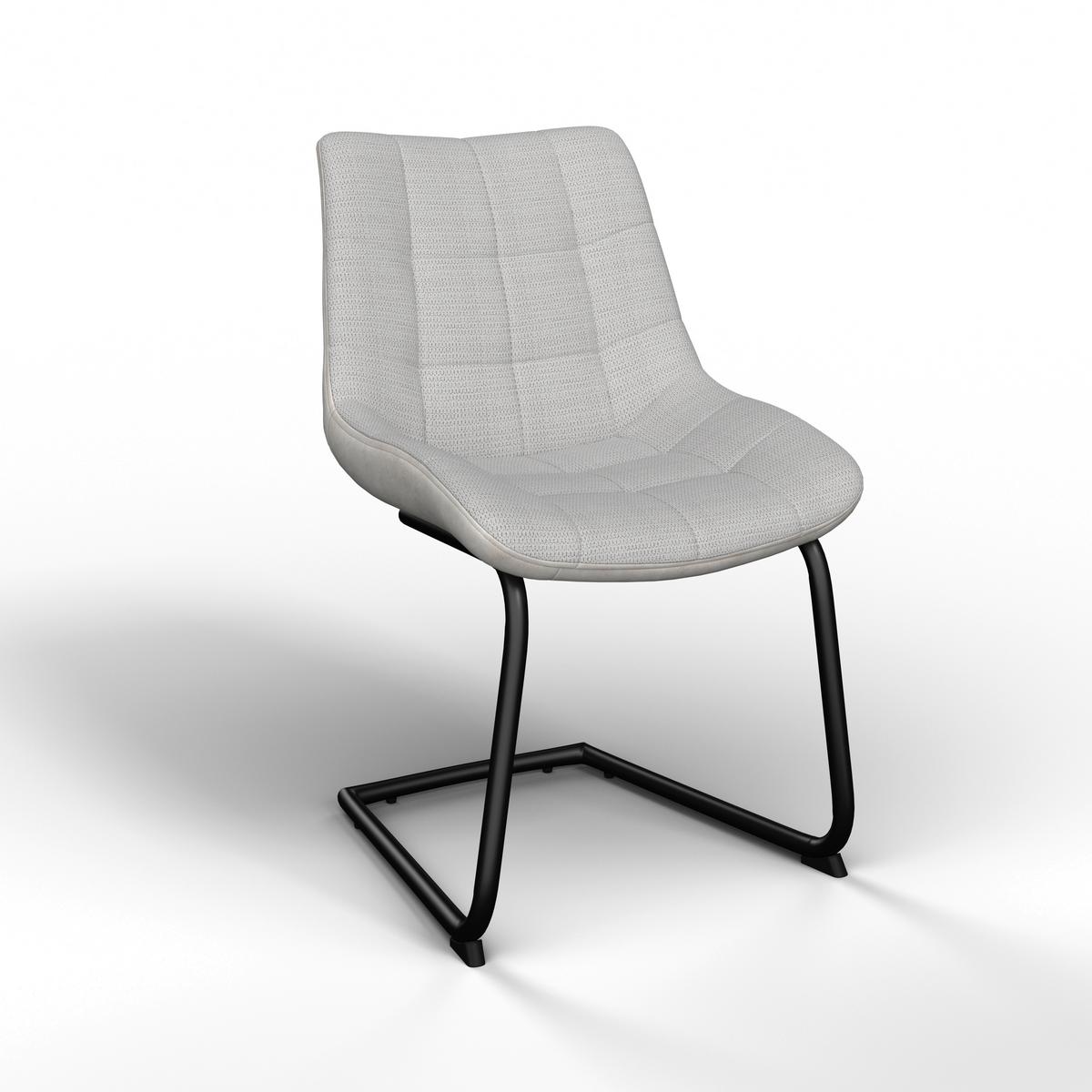 Schwingstuhl Marilea Creme Lederlook/Webstoff Gepolstert - Creme/Schwarz, MODERN, Holz/Textil (53/86/61cm) - Bessagi Home