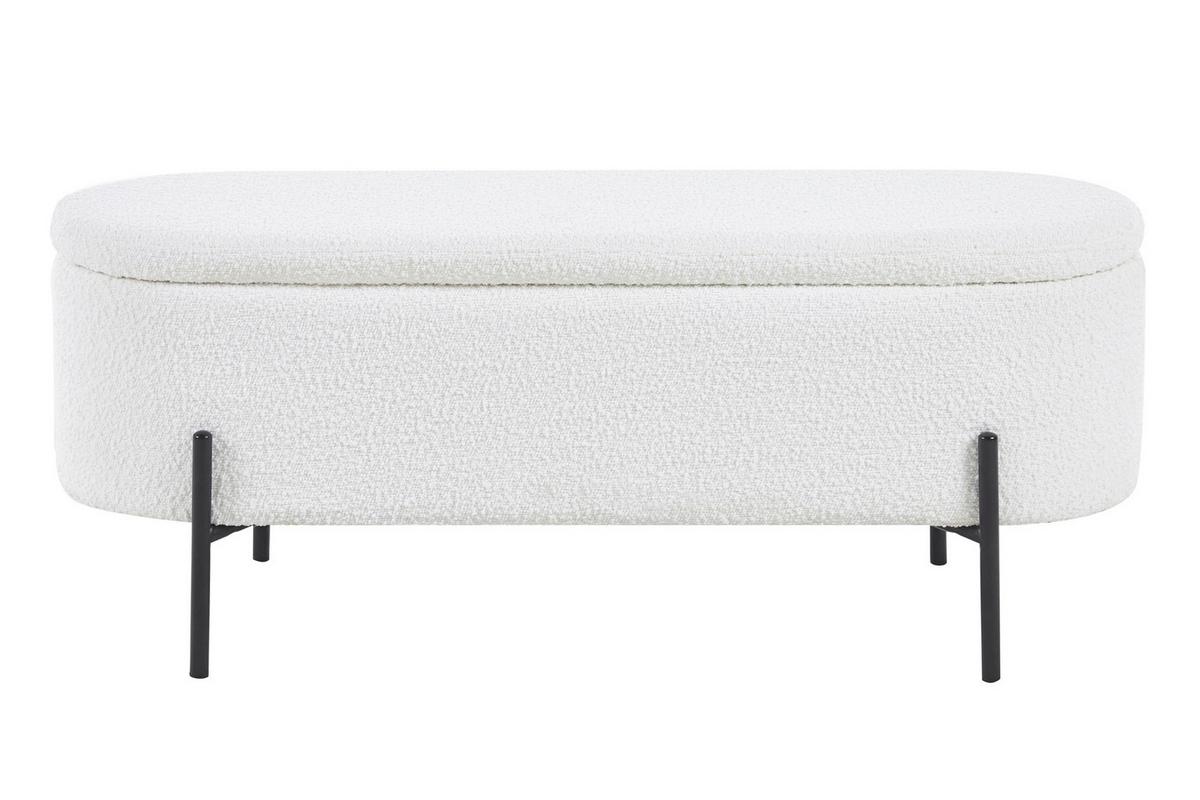 Klop Bouclé, Bela - črna/bela, Moderno, kovina/tekstil (110/44/40cm) - Livetastic